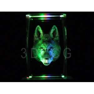  Fox Face 3D Laser Etched Crystal 