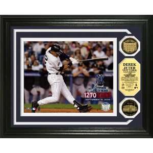 Derek Jeter Yankee Stadium Hit Record Photo Mint w/ 2 24KT Gold Coins