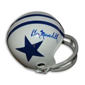 Don Meredith Autographed Mini Helmet   Throwback white blue star