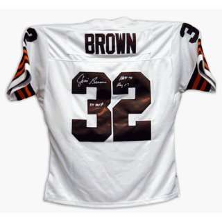 Jim Brown Autographed Uniform   WHITEw/3 STATS