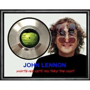 John Lennon Whatever Gets You Thru The Night Framed Silver Record A3