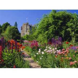 Herbaceous Borders in the Gardens, Crathes Castle, Grampian, Scotland 