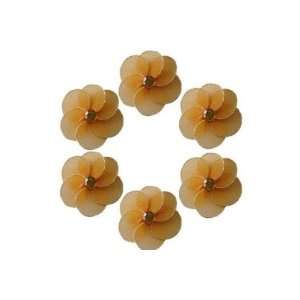  2 mini Katie flower decorations   set of 6 orange