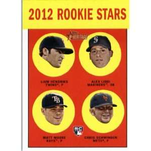 2012 Topps Heritage 191 Liam Hendriks RC / Alex Liddi RC / Matt Moore 