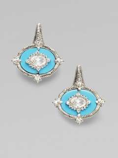 Judith Ripka   White Sapphire, Turquoise & Sterling Silver Earrings