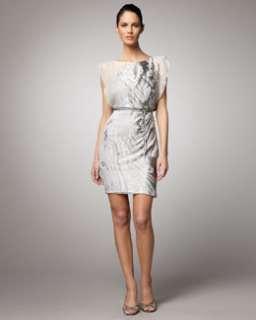 T4FXQ Kay Unger New York Flutter Sleeve Metallic Dress