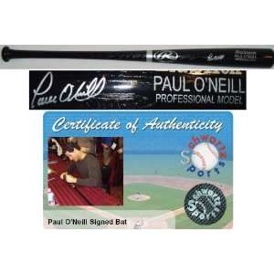 Paul ONeill Signed Rawlings Black Big Stick Engraved Bat