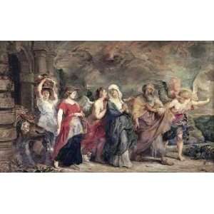  Escape of Lot by Peter Paul Rubens. Size 22.00 X 13.63 Art 