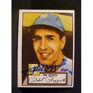 Phil Rizzuto New York Yankees #11 1952 Topps Reprint Autographed 