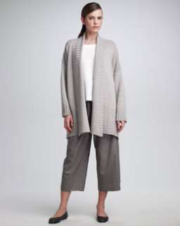   Ribbed Trim, Silk A Line Shell & Lightweight Wool Japanese Trousers