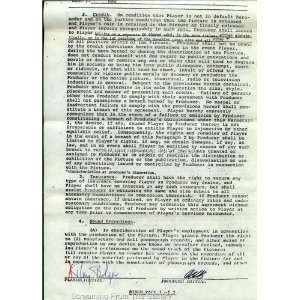 RAY BOLGER HAND SIGNED CONTRACT 1978 WIZARD OF OZ AUTOGRAPHED TWICE