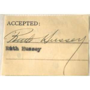 Ruth Hussey Vintage Autograph   2.5x1.75 Inch Contract Cut   Very 