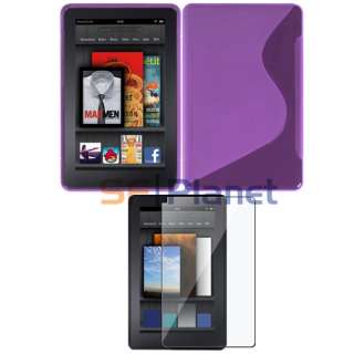   Crystal Silicone Case+Screen Guard for  Kindle FIRE 7 PURPLE