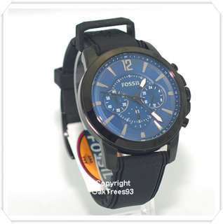 FOSSIL MENS SILICONE CHRONOGRAPH BLUE DIAL WATCH FS4609  