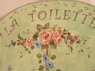 Shabby Cottage Chic Bathroom Sage Roses Wall Sign Wood  