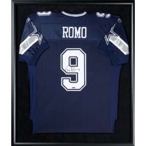 Tony Romo Autographed Dallas Cowboys Away (Blue) Jersey   Framed 67710
