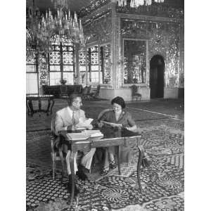  W. Averell Harriman and His Wife in Mirror Room Where They 