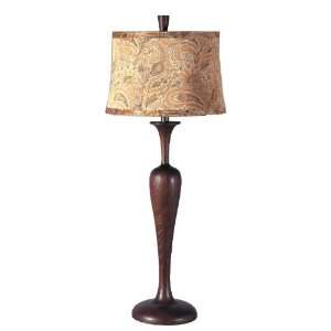  Harris Marcus Wood Buffet Table Lamp with Paisley Shade 