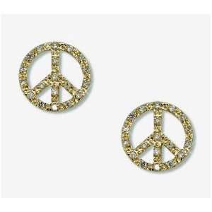  LOOK OF REAL PAVE CZ PEACE SIGN STUD EARRINGS 