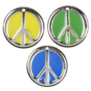  3pc Metal & Enamel Peace Sign Charm Arts, Crafts & Sewing