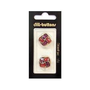   Buttons 18mm Shank Enamel Wine Red/Gold 2 pc (6 Pack)