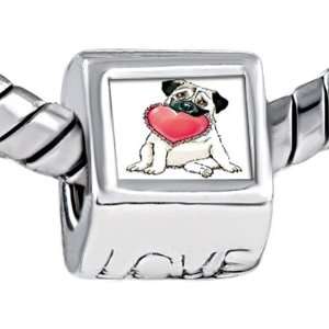   Red Heart Photo Engraved Love Gift Beads Fits Pandora Charm Bracelet