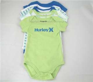 Hurley Infant Beach Side Bodysuits 5 Pack 3 6 9 months Romper Onesie 