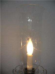   Crystal Prism Lustre Lamp Lamps Hurricane Etched Glass Shade Mantle