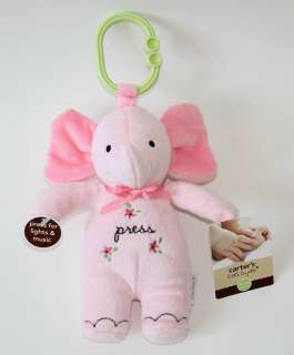 New Carters Pink Elephant Musical Baby Plush Toy  