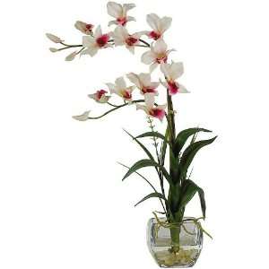   with Glass Vase Silk Flower Arrangement   White