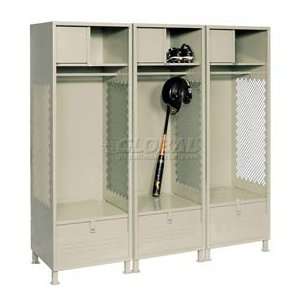 All Welded 3 Wide Gear Locker With Foot Locker Top Shelf Cabinet &Legs 