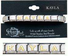 NAME KAYLA or ANY NAME 18KGP Italian Charm Bracelet  