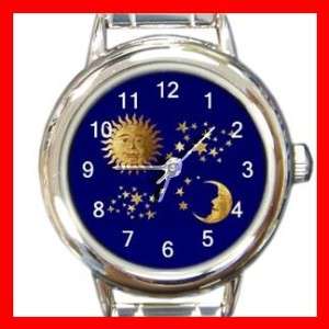 Celestial Sun Moon Star Round Italian Charm Watch  