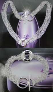 925 Silver Plated Necklace Bracelet Jewelry Set 22  