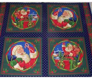 Santa Sleigh Christmas Pillow Panels Fabric  