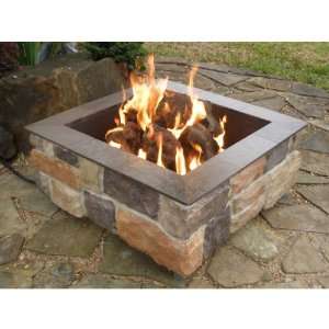   Smooth Ledge Square Natural Gas Fire Pit Patio, Lawn & Garden