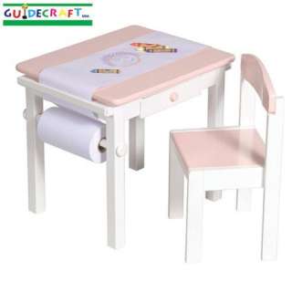 New Wooden Kids Wood Art Craft Table & Chair Set   Pink  
