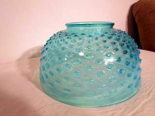   Victorian Antique Blue Hobnail 10 Inch Art Glass Lamp Shade  