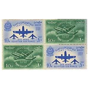   Egypt Postage Stamps Block of 4 MNH 25th Anniv Air Force Issued 1957