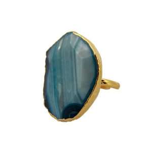 Charlene K Turquoise Agate Quartz Gemstone Ring (24k Gold Plated)