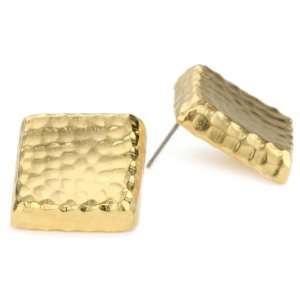 Clara Kasavina Hammered Gold Tone Square Earrings