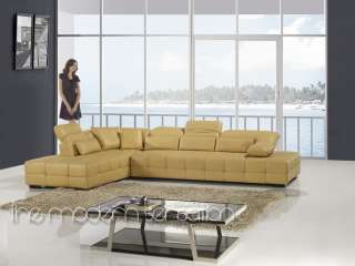 Modern tufted design leather sectional sofa chaise set couch headrest 