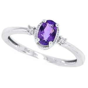  0.32ct Oval Amethyst and Diamond Ring in 10Kt White Gold 5 