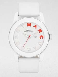 Marc by Marc Jacobs   Logo Accented Acetate Date Function Watch/White