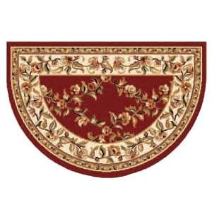  46 Half Round Red and Ivory Trellis Hearth Rug 
