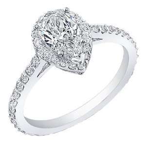   1.20 Ct. Pear Cut Diamond Halo Engagement Ring G, VS2 Jewelry