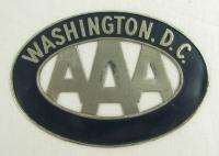 Vintage AAA License Plate Topper Emblem Washington DC  
