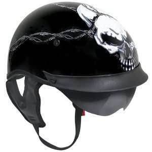 Outlaw T 72 Dual Visor Half Helmet   Evil Barbed Wire 