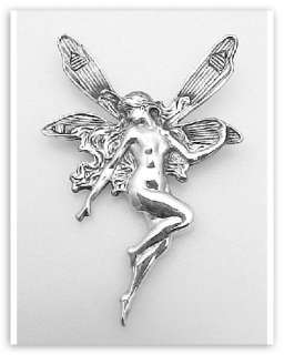 Large Art Nouveau Style Fairy Pin   Sterling Silver  