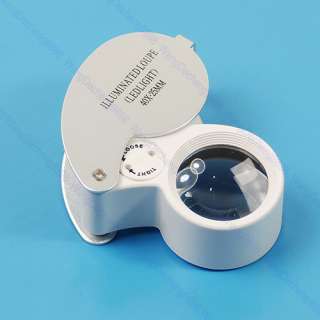 Mini 40x Magnifying Glass LED Illuminate Jeweller Loupe  